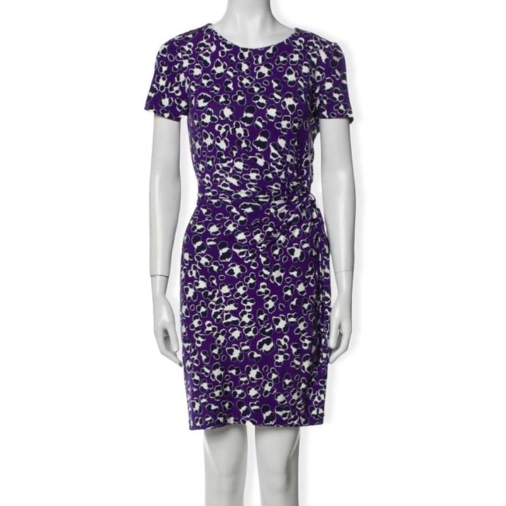 DVF Diane Von Furstenberg Purple Animal Print Dress Sz 2